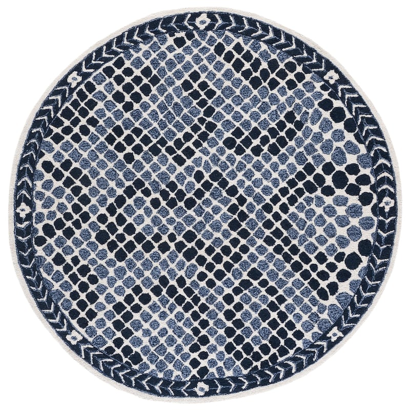 SAFAVIEH Handmade Metro Nefise Rug - 6' Round - Navy/Ivory