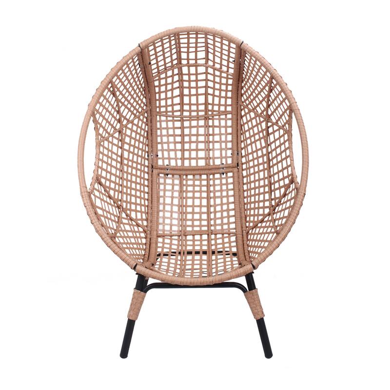 Elegant Arc Back Hanging Egg Chair, 400lb Capacity Patio Swing with 8-Inch Cushion, PE Rattan Outdoor Indoor Chair