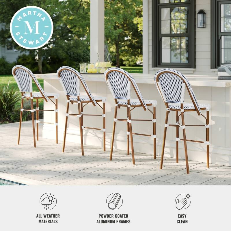 Martha Stewart 2PK All-Weather Stackable Patio Bistro Bar Stools - 18.5"W x 23.25"D x 45.75"H