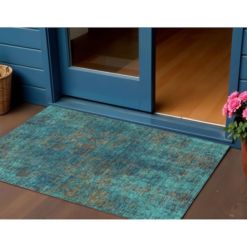 HomeRoots Abstract Transitional Rectangle Outdoor Rug - 3' x 5'