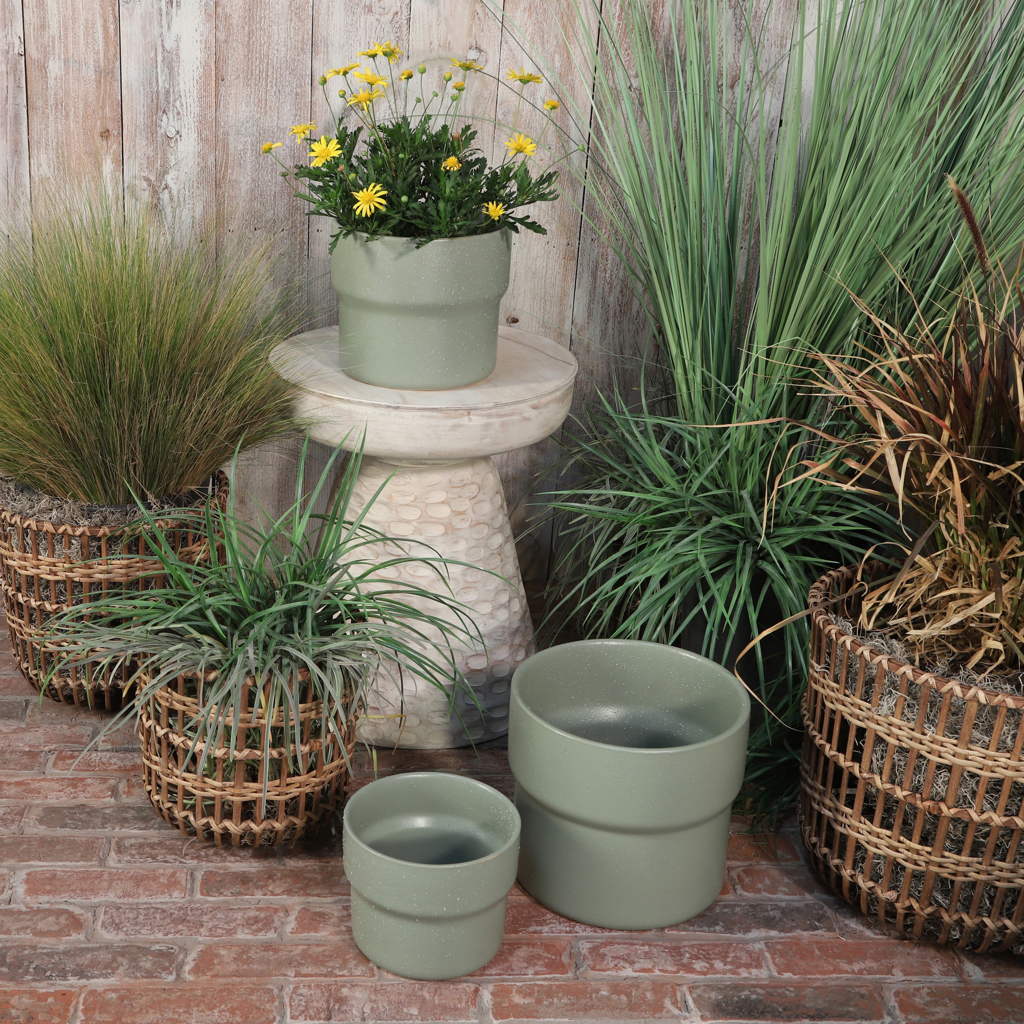 Ceramic Round Speckled Planters Set of 3 - Pink, 7/9/10 in.