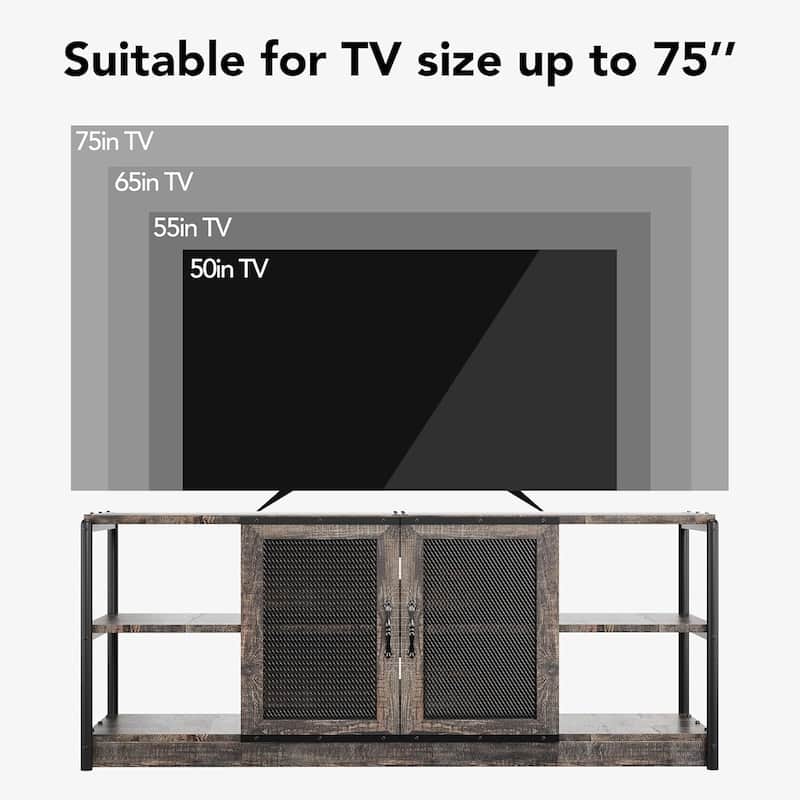 Farmhouse TV Stand, with Double Mesh Doors
