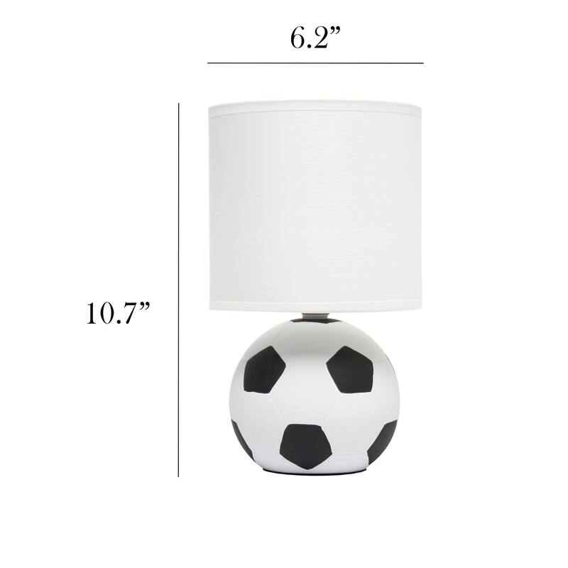 10.7 in. White and Black Finish Soccer Ball Table Lamp with White Shade, Sturdy Table Lamp for Living Rooms and Bedrooms