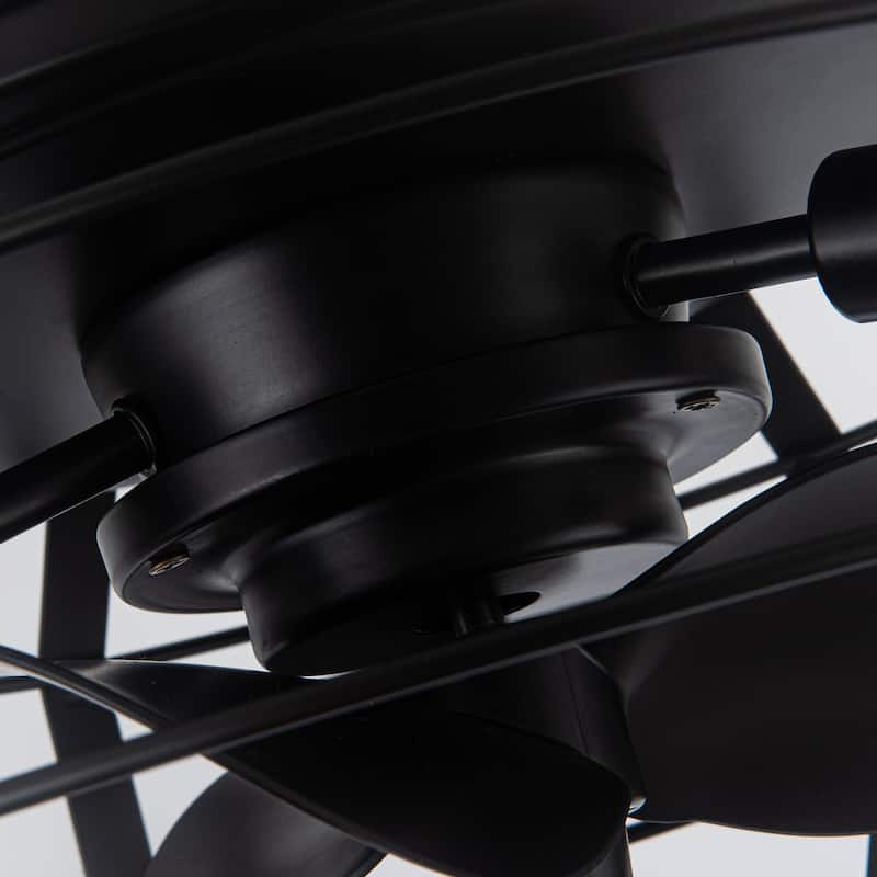 12" 3-Blade 3-Light Black Cage Ceiling Fan with Light