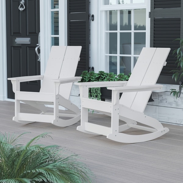 Indoor Outdoor modern 2 Slat Adirondack Poly Resin Rockers Set