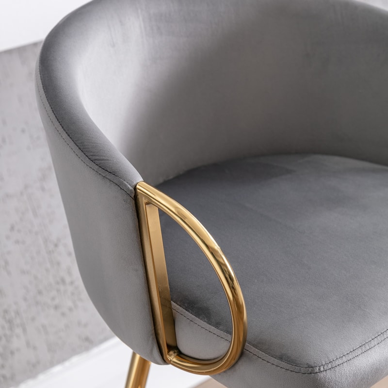 Counter Height Bar Stools Set of 2, Velvet Bar Stools with Armrests, Kitchen Island Chairs with Footrest and Metal Legs