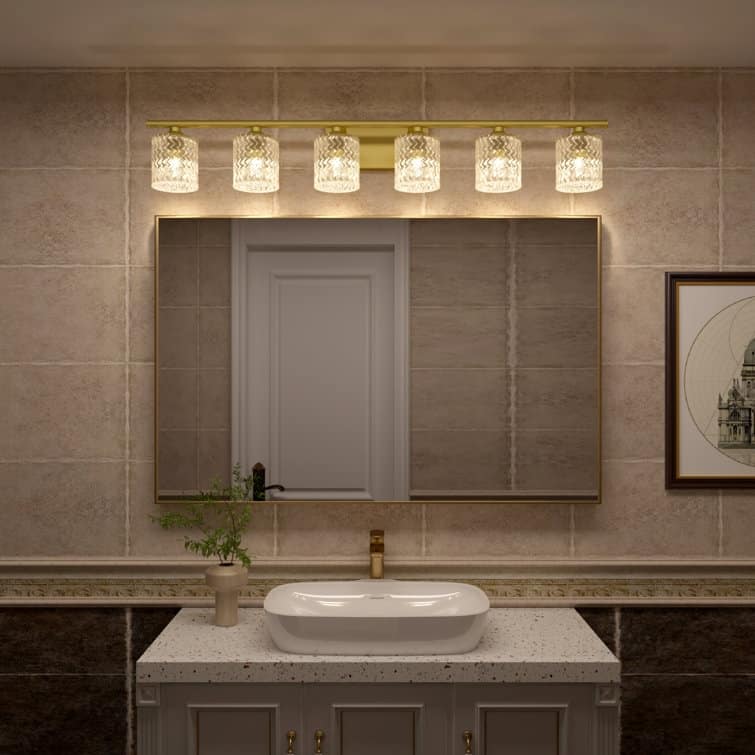 Acroma 6-light Modern Statement Crystal Bathroom Vanity Light - 45 inches