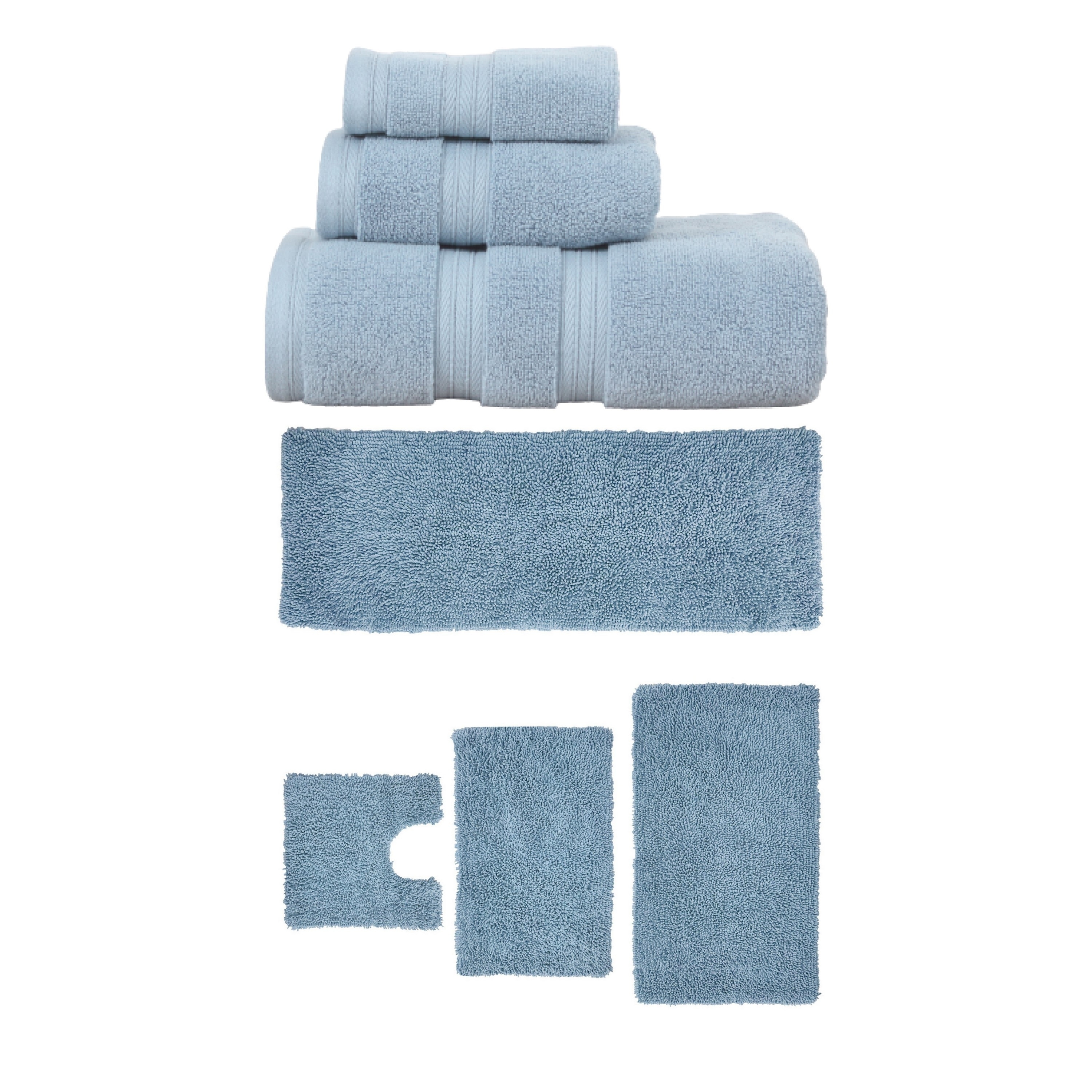 Home Weavers Fantasia Collection 100% Soft Cotton Super Absorbent 3 Pc Towel Set & 4 Pc Bath Rug Set, Machine Wash (Set of 7)