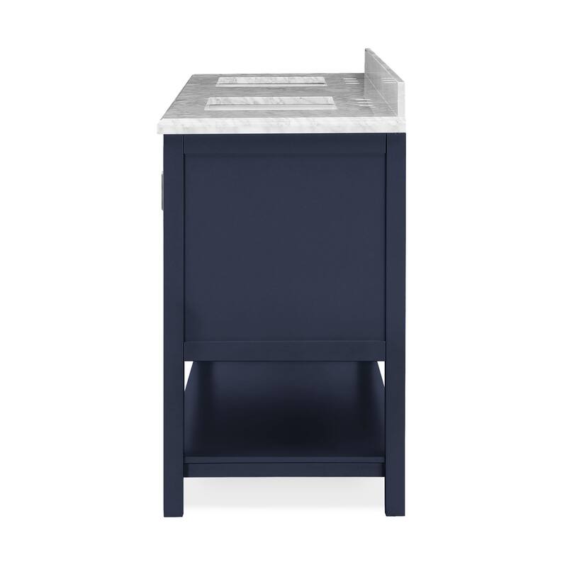 Furniture of America Anya 61" Double Bathroom Vanity with White Carrera Marble Top and Undermount Sink