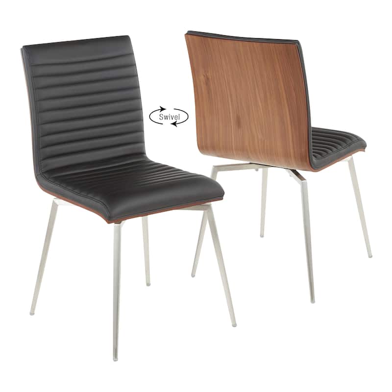 Mason Stainless Steel Wood Swivel Chair (Set of 2)