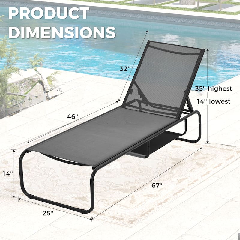 Ainfox 2 Pcs Chaise Lounge Outdoor Recliner Backyard Chair