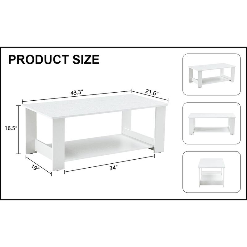White MDF Double Layered Coffee Table