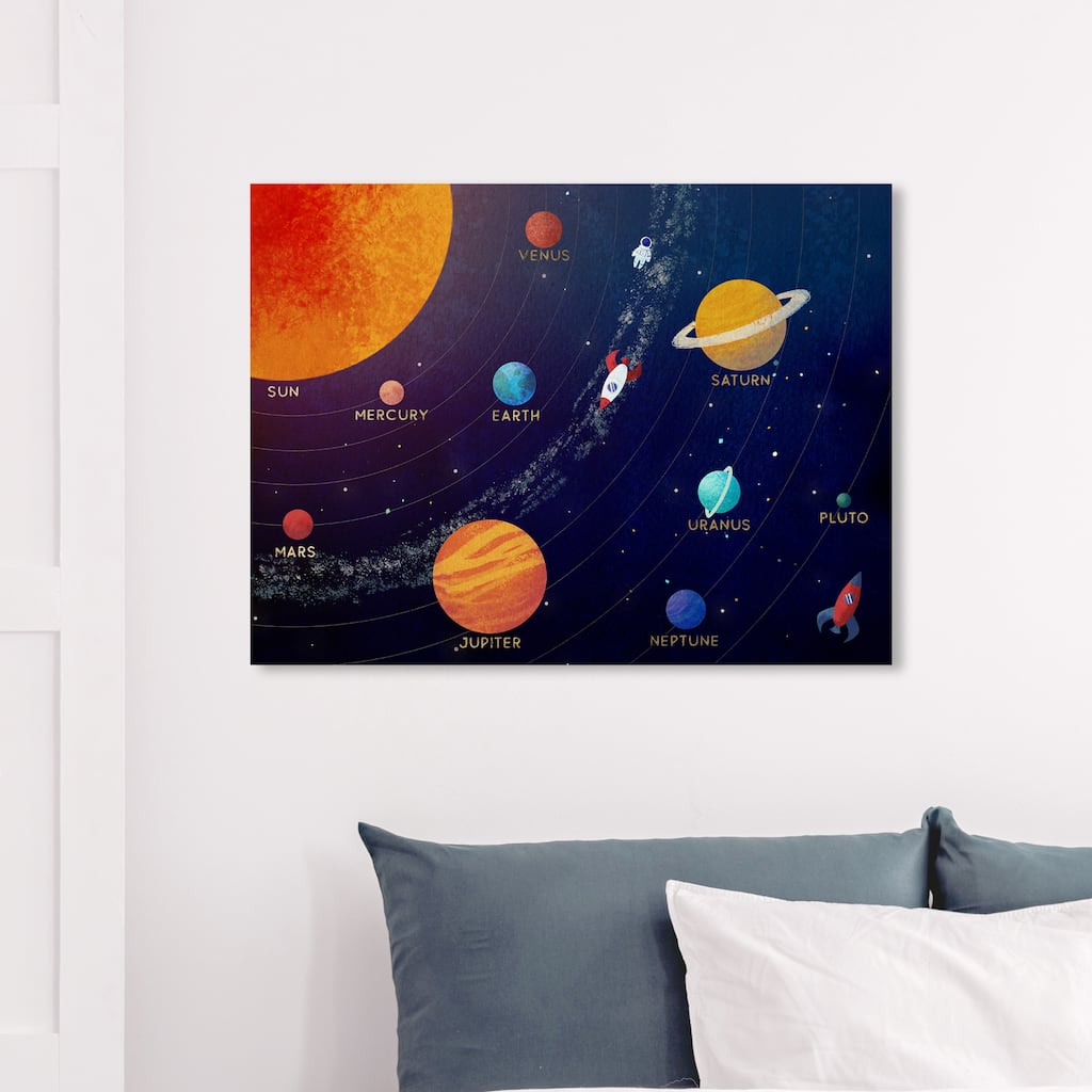 Olivias Easel Prints 'Solar System' Astronomy and Space Blue Wall Art Canvas Print