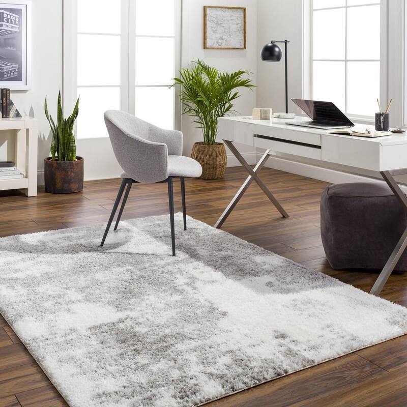 Livabliss Cloudy Modern Casual Plush Area Rug - 6' 7" x 9' - Grey - Rectangle