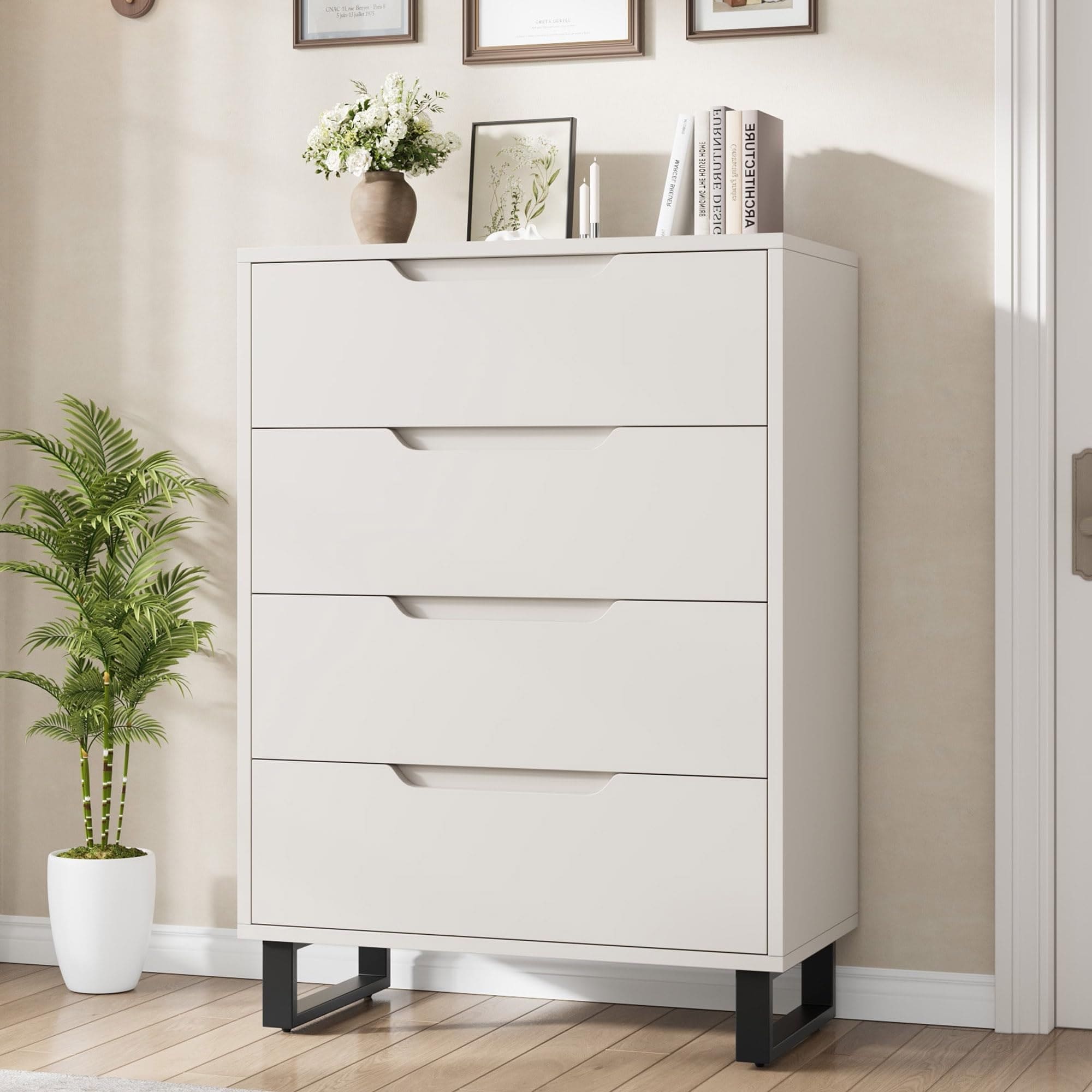 4 Dresser for Bedroom, 41.5 in Tall Dresser, Freestanding Vertical Drawer Cabinet with Storage