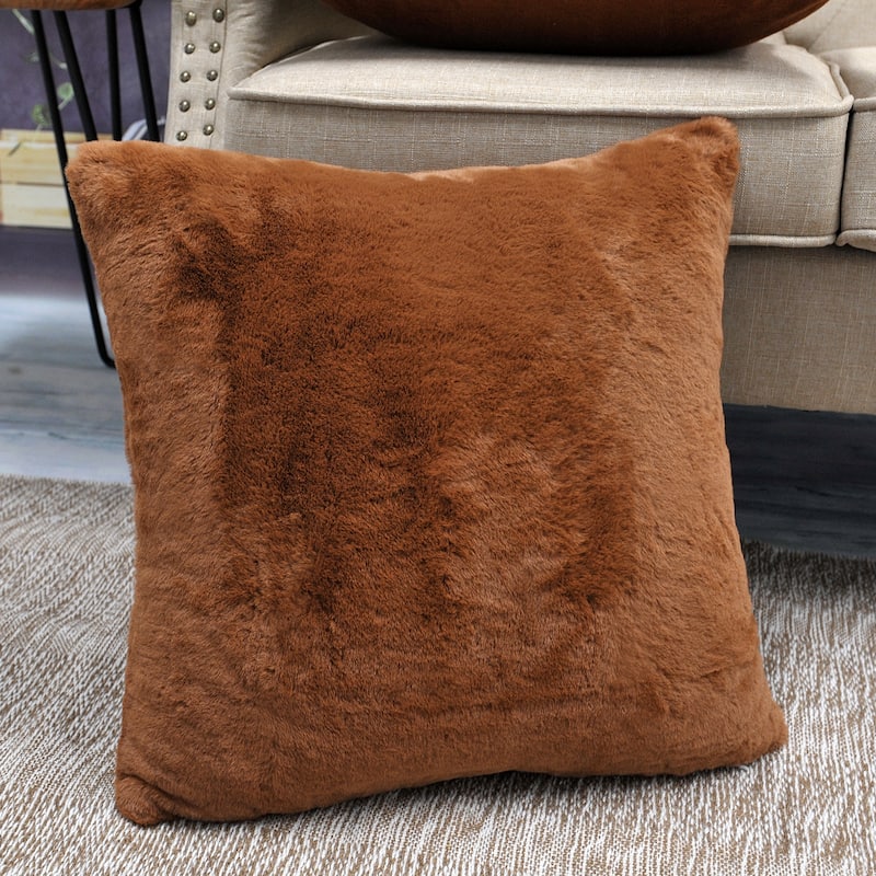 Decorative Solid Fauxfur Square Pillow Covers set of 2, NO INSERT