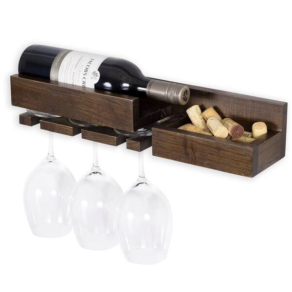 slide 2 of 6, Rustic State Semillon Wine and Stemware Rack with Cork Storage Brown Brown