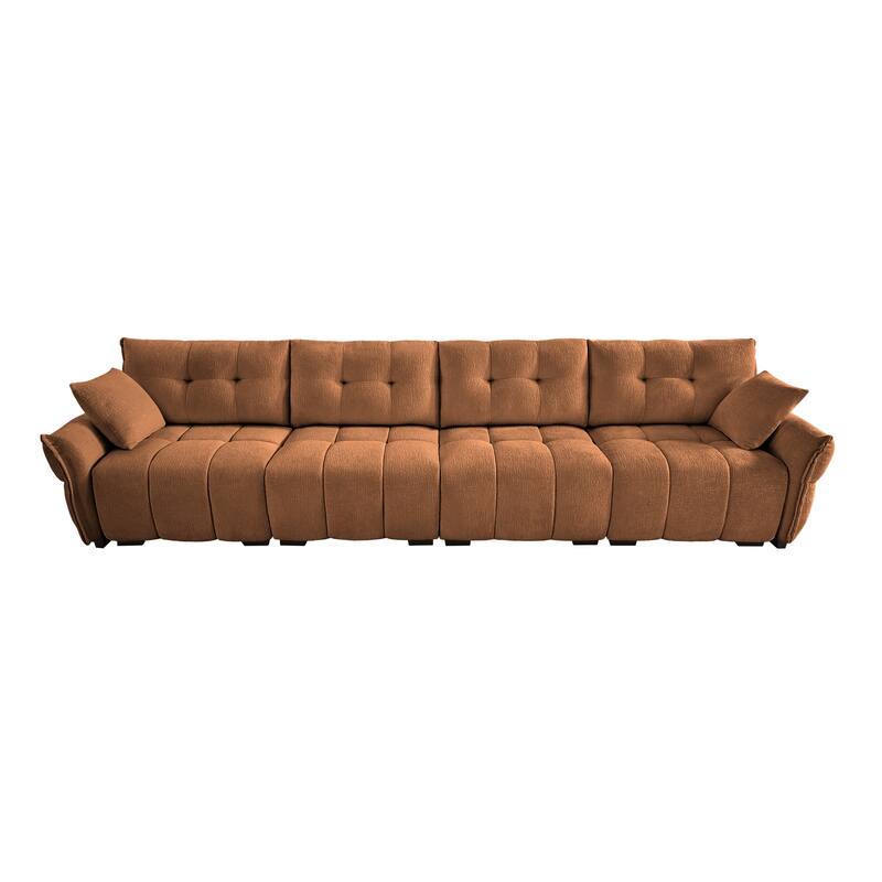 141.7" Chenille 5-Seat Sofa with Tufted Design,High-Resilience Sponge Cushions