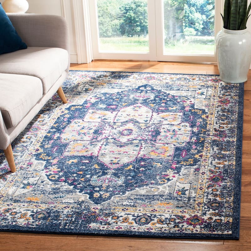 SAFAVIEH Evoke Spasenka Vintage Boho Medallion Rug - 9' x 12' - Navy/Grey