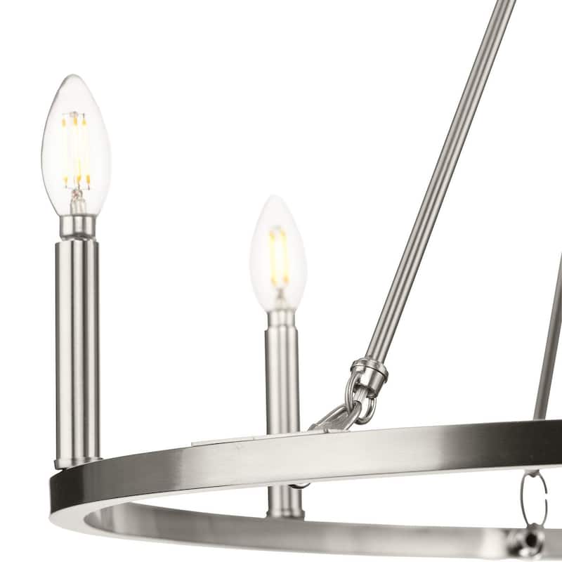 Gilliam Collection Six-Light Brushed Nickel New Traditional Chandelier - 27.62 in x 27.62 in x 24.87 in