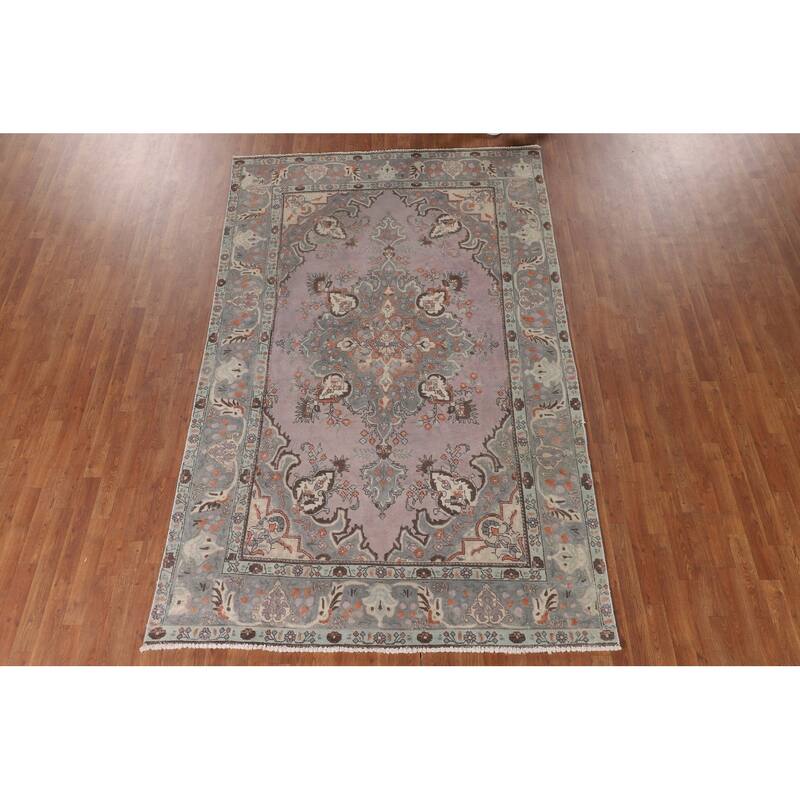 Tabriz Tabriz Persian Vintage Area Rug Handmade Wool Carpet - 6'2"x 9'11"