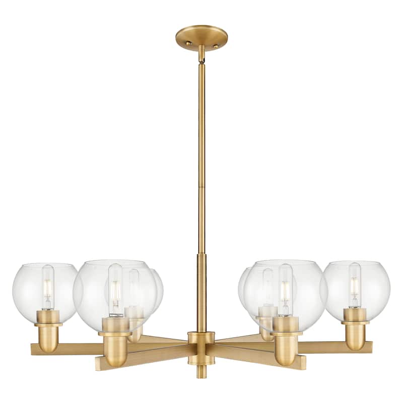 Innovations Lighting Endless Possibilities Arcadia - Athens - 6 Light 36" Stem Hung Chandelier - Clear/Brushed Brass