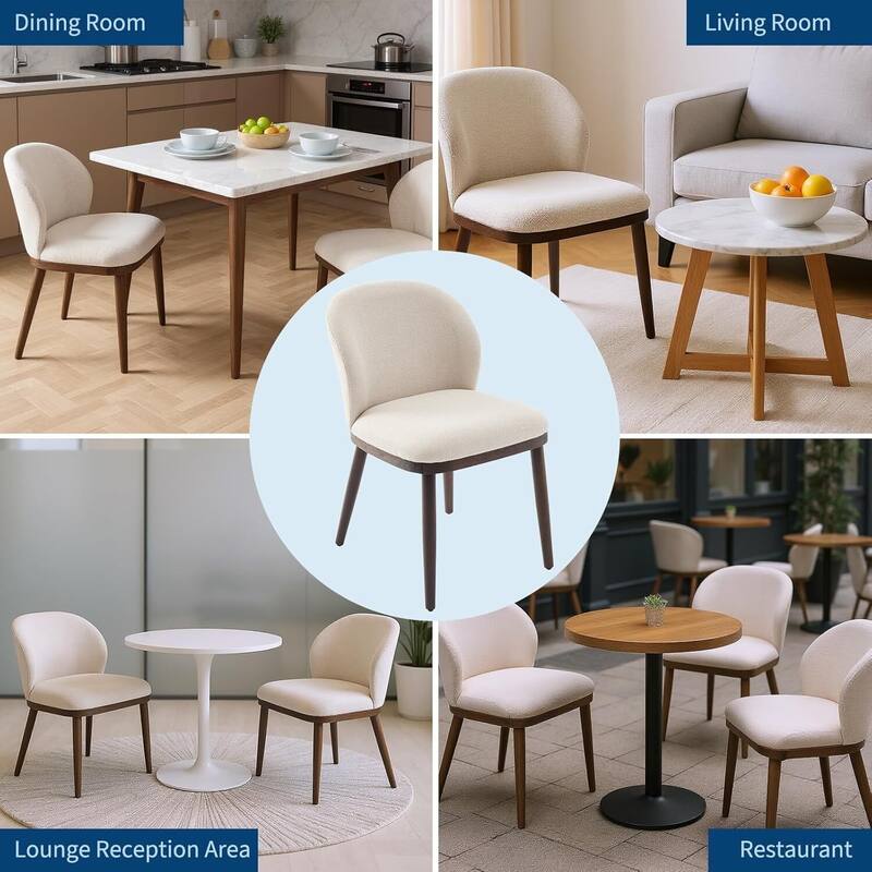 Upholstered Dining Chairs Set of 2, Kitchen Chair with Wooden Legs,Fabric Comfortable Seat