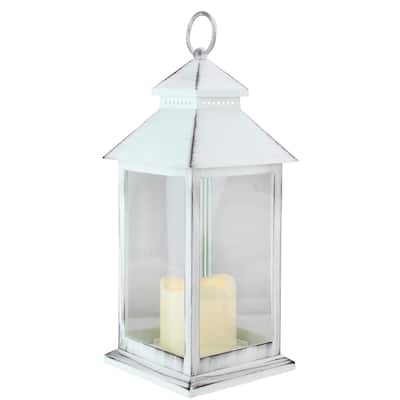 Brushed Candle Lantern with Flameless LED Candle - 12.5" -