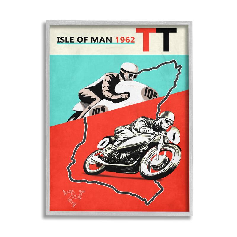 Stupell European Grand Prix Vintage Advertisement Motorcycle Race Framed Wall Art - 16 x 20 - Grey