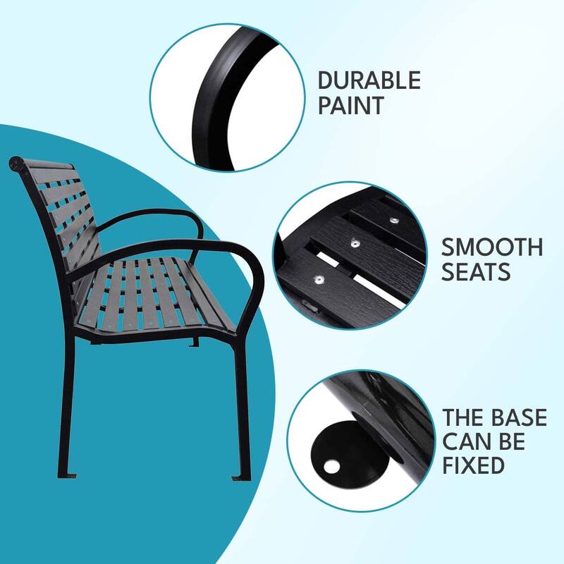 Patio Bench Steel And Wpc - Black