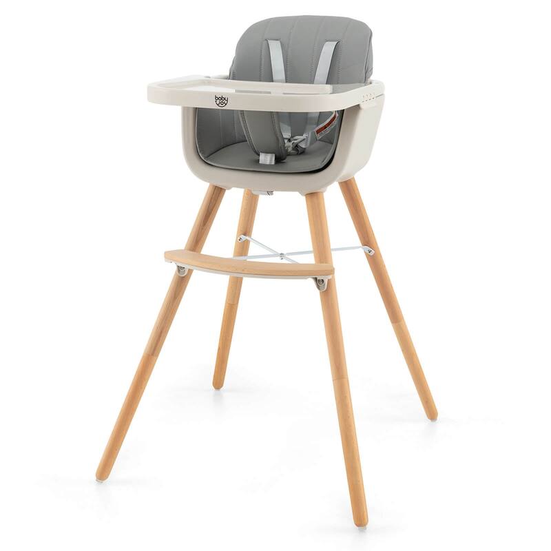 Babyjoy 3 in 1 Convertible Wooden High Chair Toddler Feeding Chair - 20.5" x 21.5" x 36"