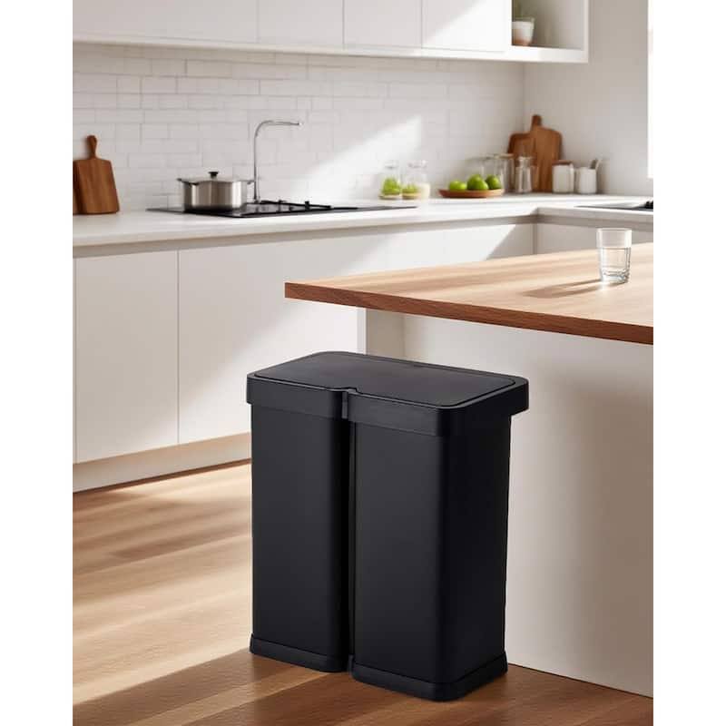 2X8 Gallon Automatic Hands-Free Dual Compartment Recycling Kitchen Step Trash Can