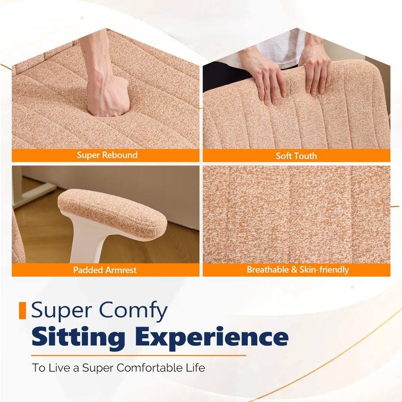 Chenille Swivel Chair With Adjustable Flip-Up Arms For Cross-Legged