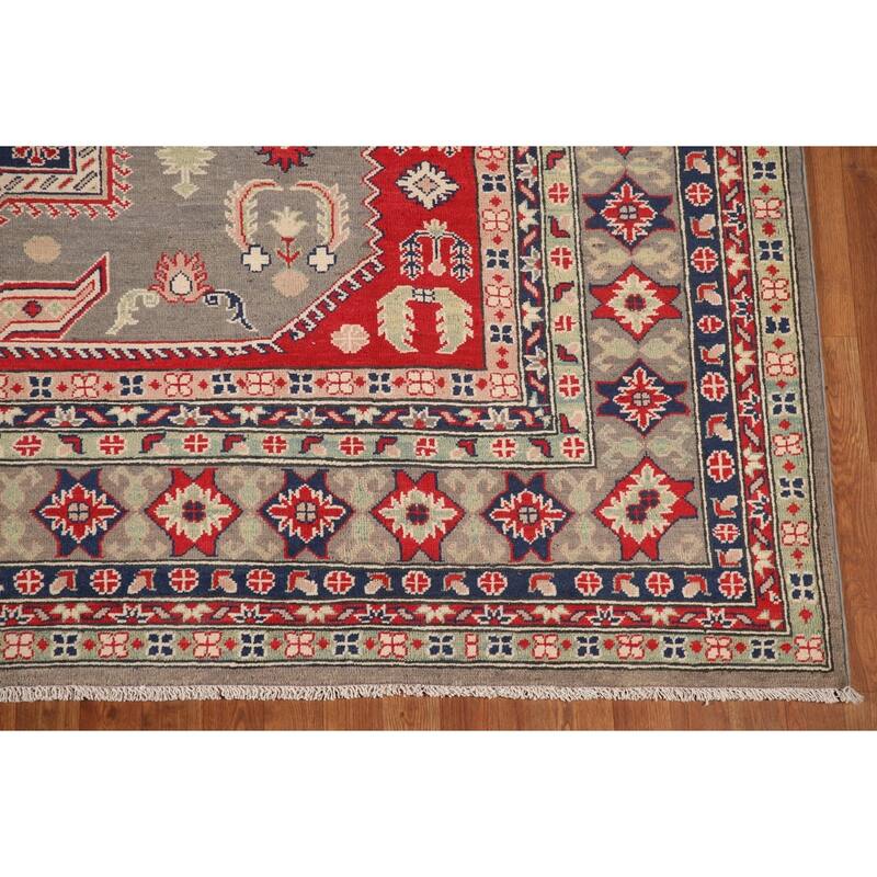 Traditional Grey Kazak Oriental Area Rug Handmade Wool Carpet - 8'7"x 11'5"