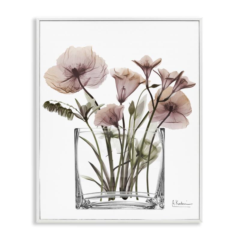 Stupell Modern Translucent Flowers Framed Giclee Art Design By Albert Koetsier - 16 x 20 - White