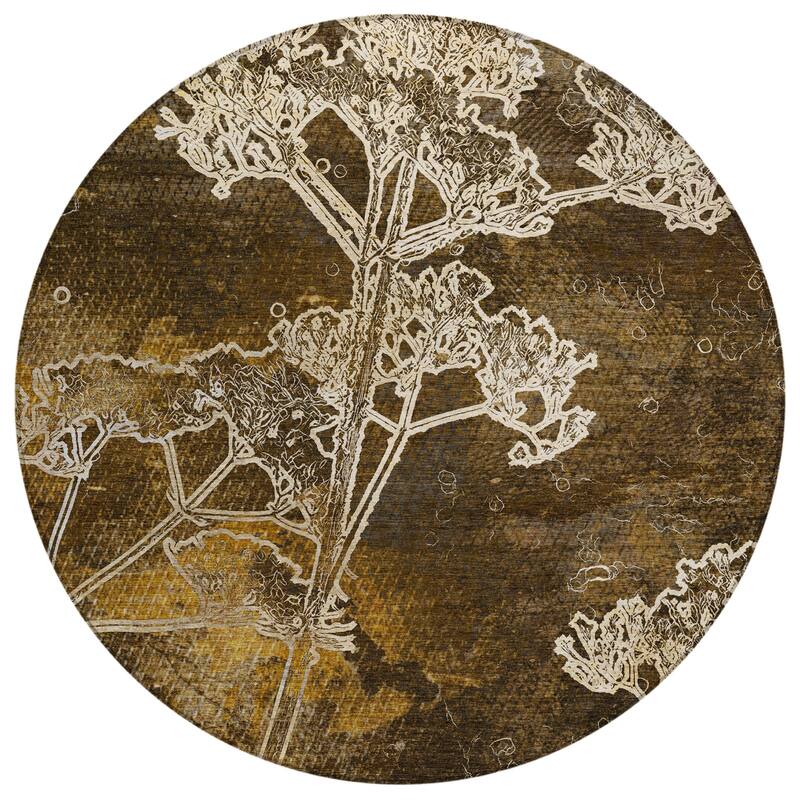 Machine Washable Indoor/ Outdoor Modern Floral Chantille Rug