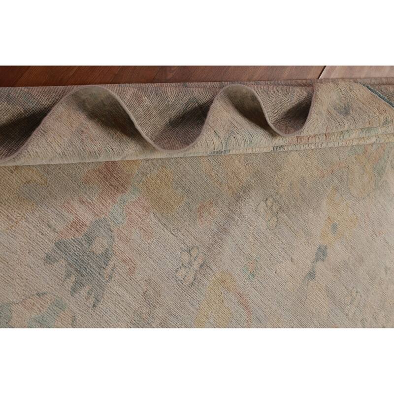 Hand Knotted Oriental 100% Wool Carpet Transitional All-Over Navy Blue & Blues Oushak Area Rug - 9' 2'' X 5' 10''