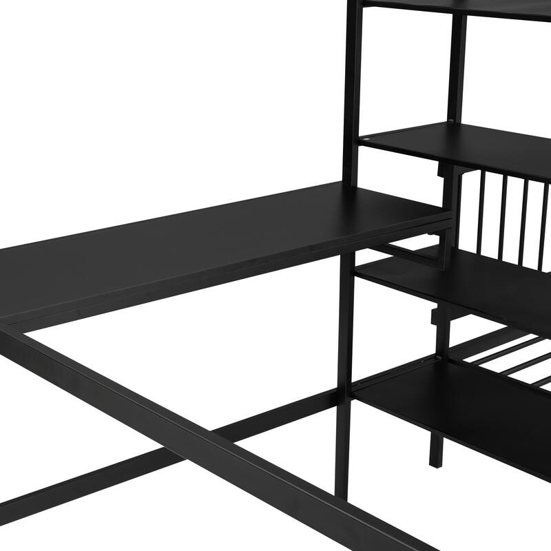 Multi-Function Full Over Twin Bunk Bed with Built-in Desk and Storage