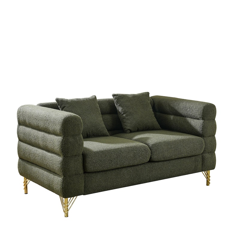 American Style 2-piece Sofa and Loveseat Set,Oversized Fabric Upholstered Sofa with 5 Pillows for Living Room Sofa-Deep Seating