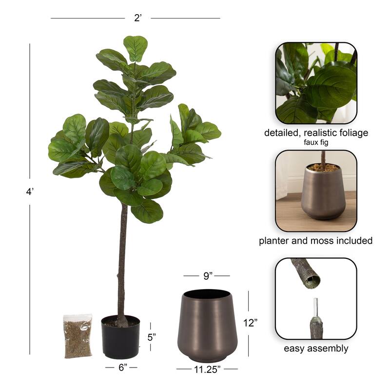 Kate and Laurel Fidmont Faux Fiddle Fig Tree
