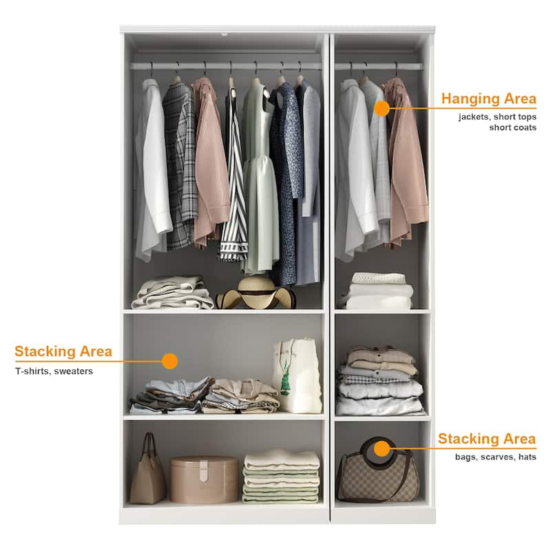 74.8"H Large Modular Wardrobe Cloest Armoire Cabinet Glass Door