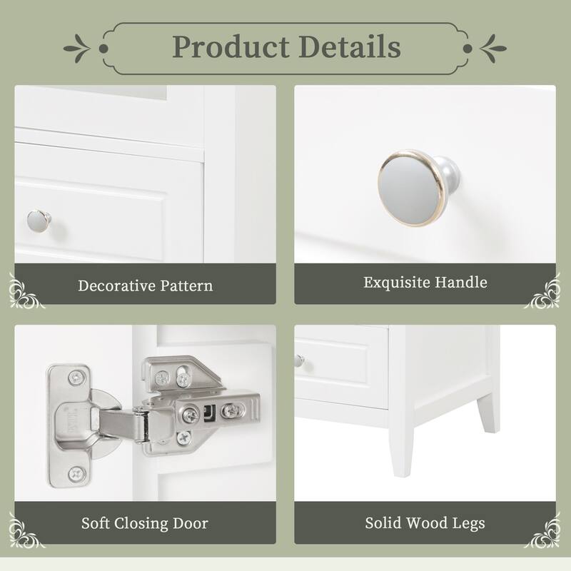 20 inch MDF Bathroom Vanity with Sink, Bathroom Cabinet with Soft Closing Glass Door