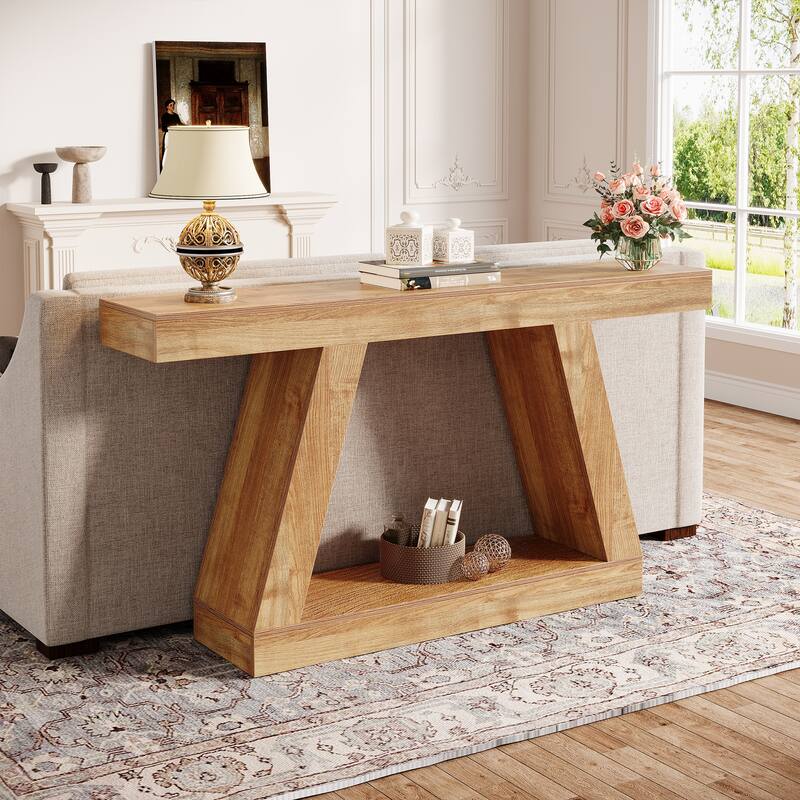 2-Tier Narrow Entryway Console Table for Living Room