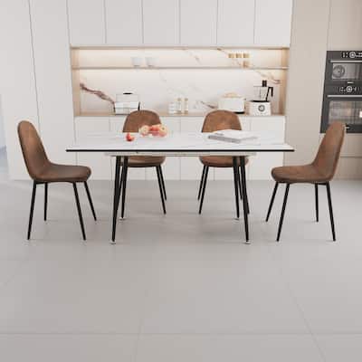 47"-63" Extendable MDF Modern Dining Table and Chair Set,Dining Table and Modern Dining Chair 4-Piece Set