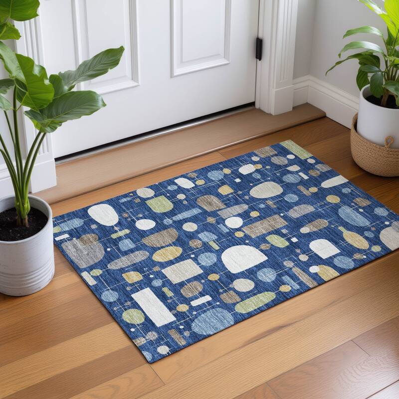 Machine Washable Indoor/ Outdoor Contemporary Fun Chantille Rug