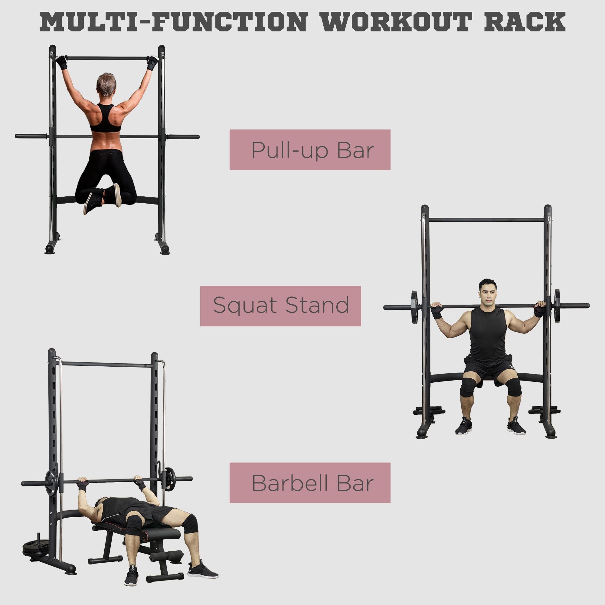 Soozier Adjustable Squat Rack with Pull Up Bar Barbell and Weight Rack Barbell Stand Weight Lifting Equipment Power Rack On Sale Bed Bath Beyond 36955023