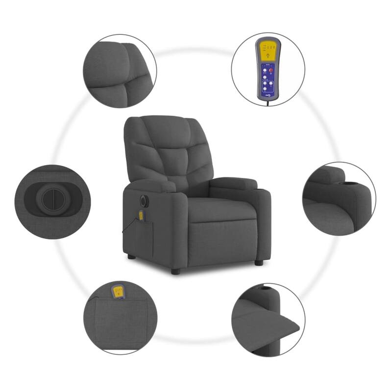 vidaXL Stand up Massage Recliner Chair Light Gray Fabric