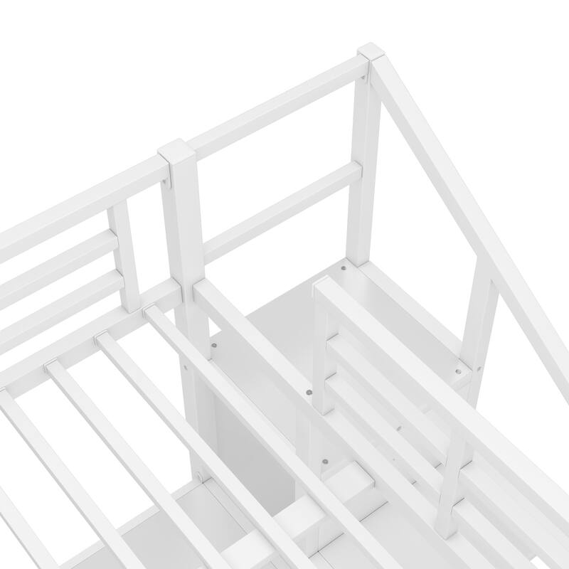 Twin XL Size Loft Bed with L-shaped Desk and USB, Metal Loft Bed with Wardrobe and Adjustable Shelf, High Loft Bed with LED