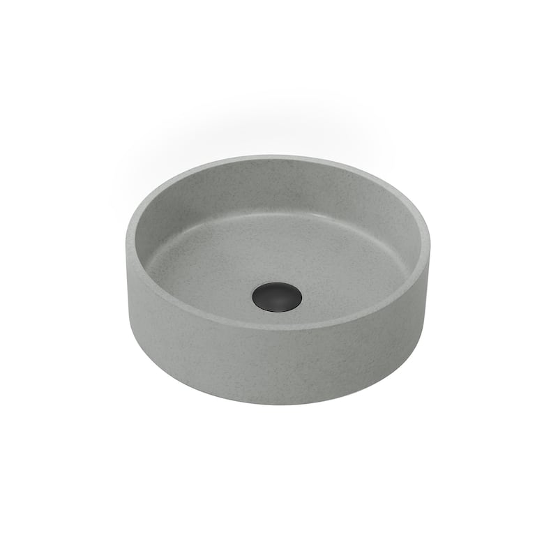 Vinnova Moguer Grey Concrete Circular Vessel Bathroom Sink - 15.4"L×15.4"W×4.7"H - 15.4"L×15.4"W×4.7"H - Grey