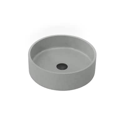 Vinnova Moguer Grey Concrete Circular Vessel Bathroom Sink - 15.4"L×15.4"W×4.7"H